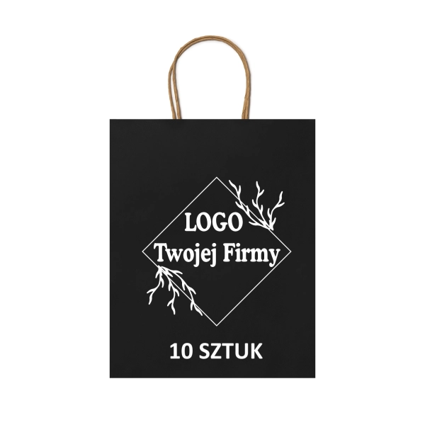 Torba Papierowa czarna z Twoim Nadrukiem Logo 40cm/32cm/12/cm 10 sztuk – odzież robocza Modern Company