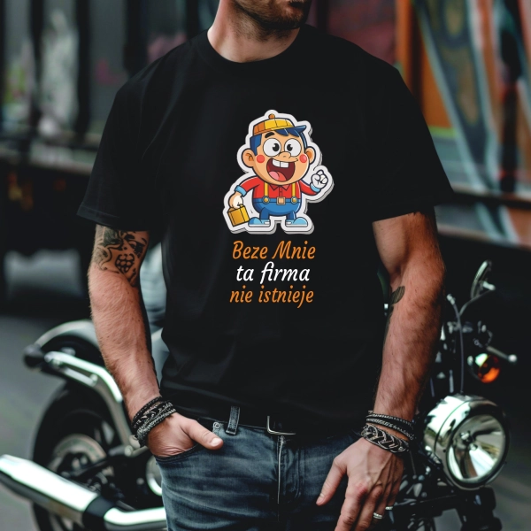 Koszulka Męska Młodzieżowa T-Shirt FIRMA NIE ISTNIEJE Bawełna roz. XL – koszulka t-shirt robocza – odzież firmowa - inne ujęcie