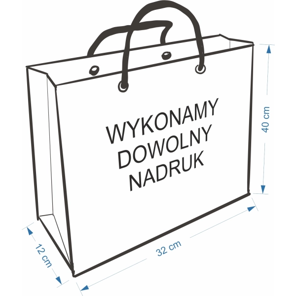 Torba Papierowa czarna z Twoim Nadrukiem Logo 40cm/32cm/12/cm – odzież robocza Modern Company - inne ujęcie