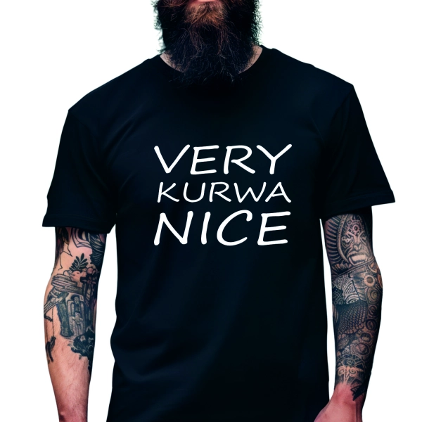 Koszulka Męska Młodzieżowa T-Shirt VERY KUR#A NICE Bawełna roz. L – koszulka t-shirt robocza – odzież firmowa