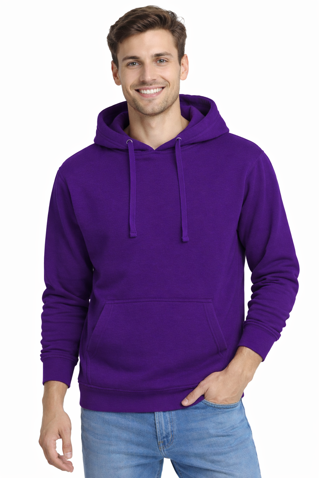 Bluza dresowa męska z kapturem kolor purpurowy