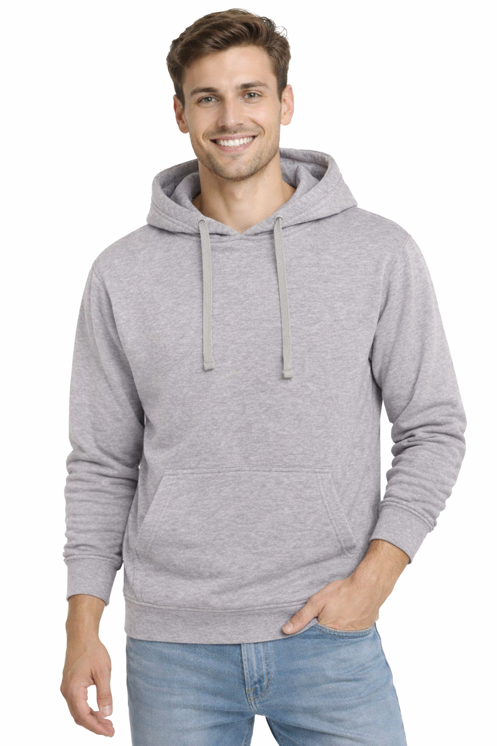 Bluza dresowa męska z kapturem kolor jasny szary