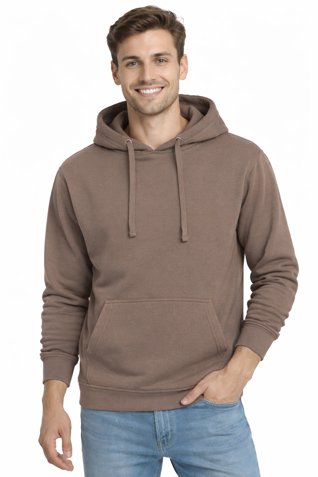 Bluza dresowa męska z kapturem kolor brązowy