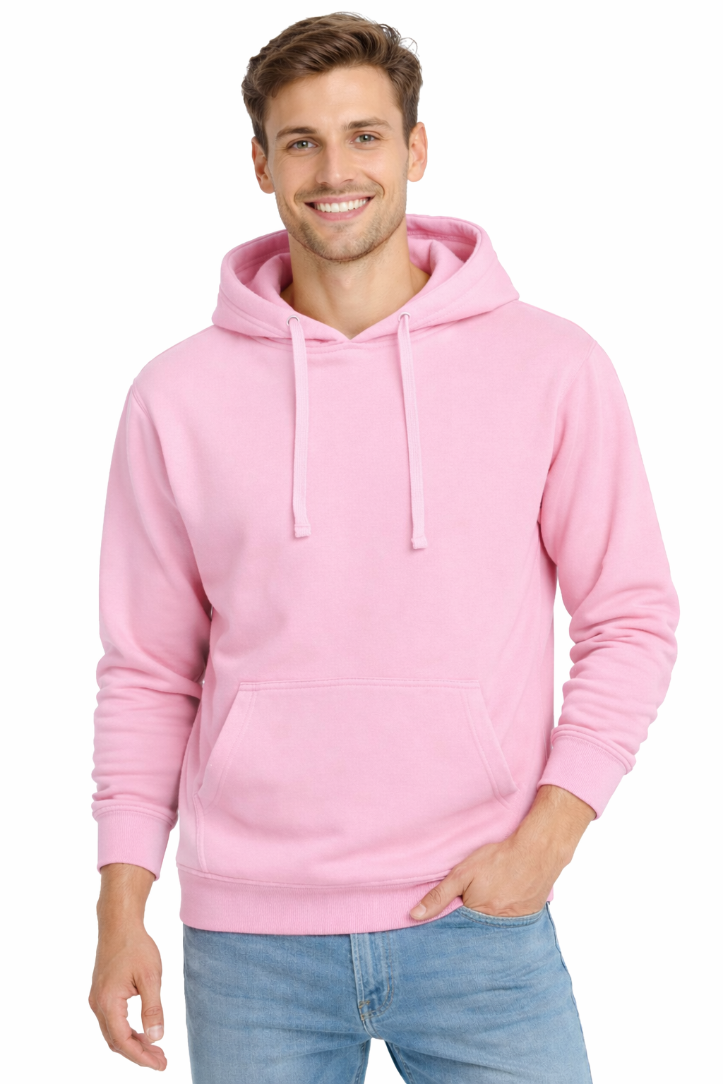 Bluza dresowa męska z kapturem kolor różowy