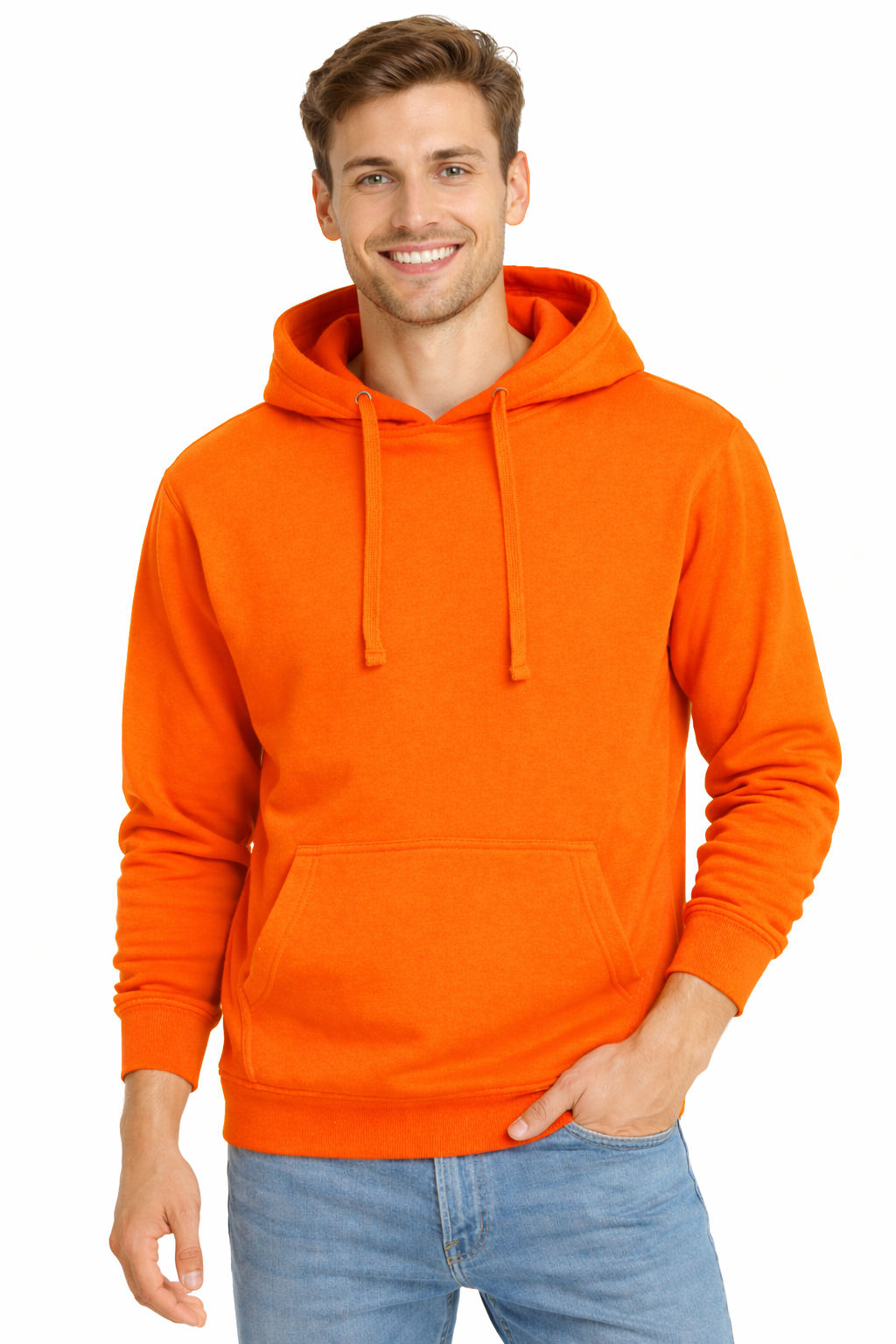 Bluza dresowa męska z kapturem kolor pomarańczowy