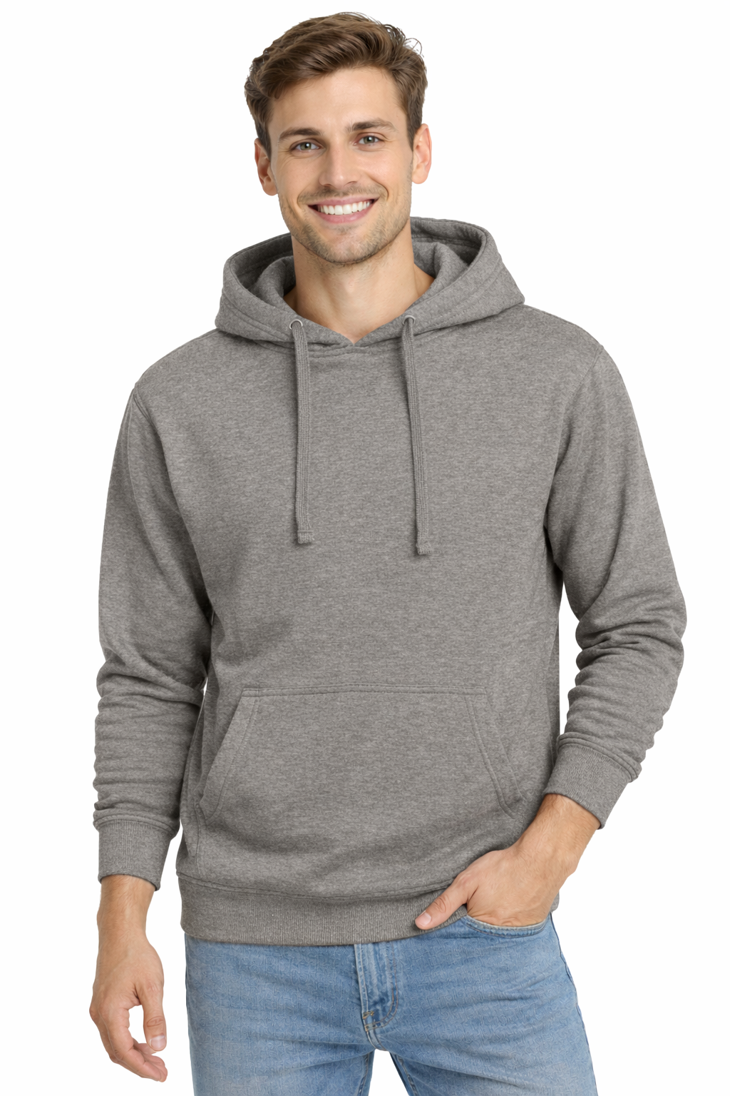 Bluza dresowa męska z kapturem kolor szary melanż