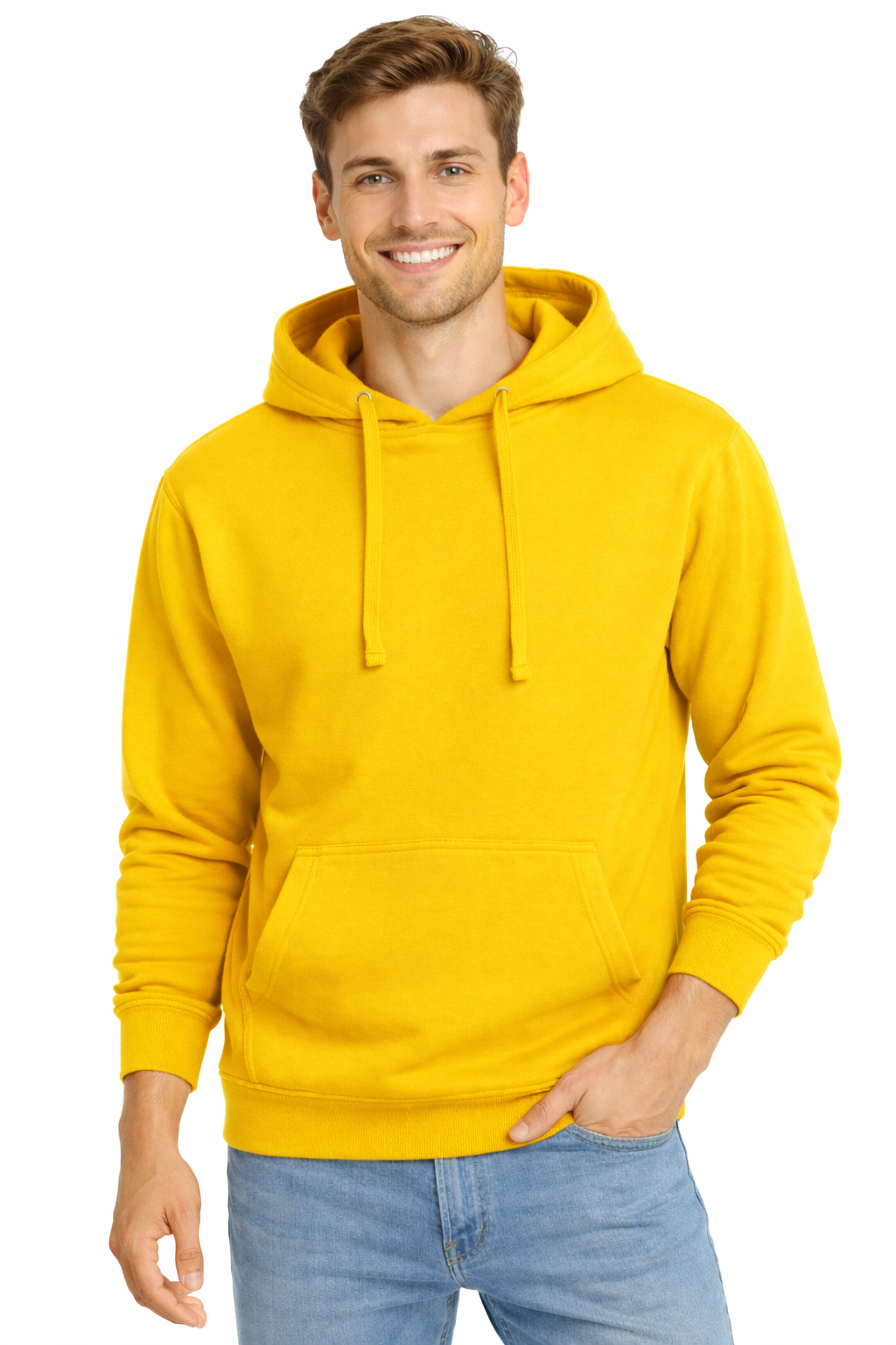 Bluza dresowa męska z kapturem kolor żółty