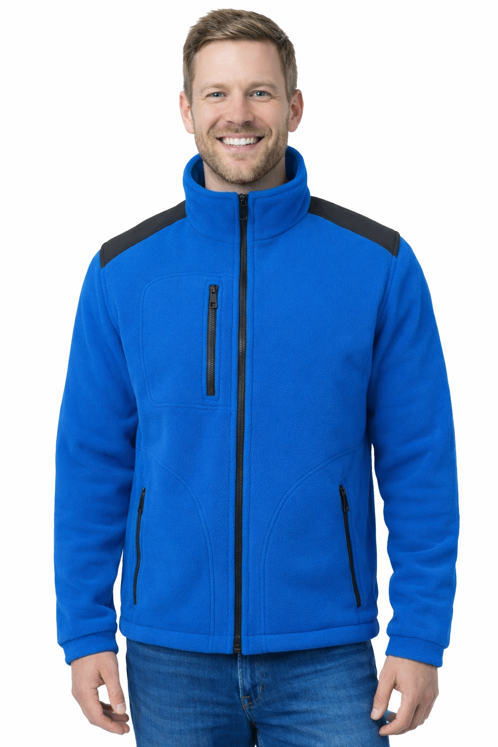 Bluza polarowa chabrowa wstawki czarne