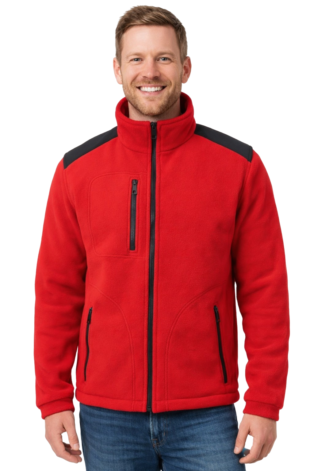 Bluza polarowa czerwona wstawki czarne r.