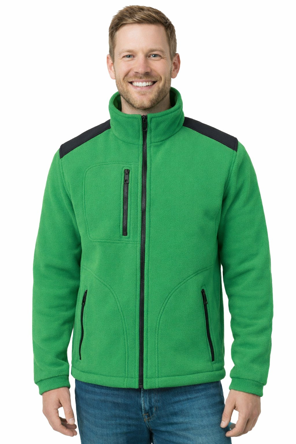 Bluza polarowa zielona wstawki czarne