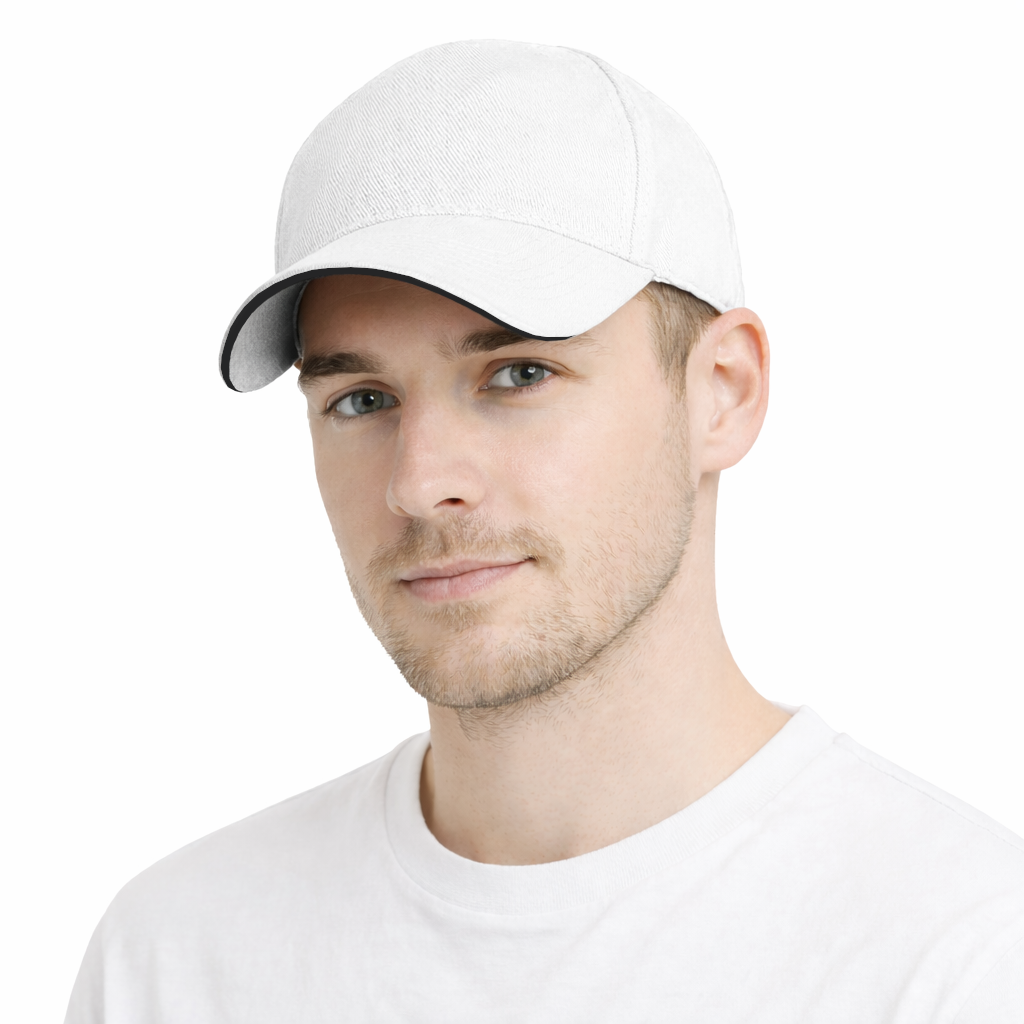 Czapka z daszkiem pięciopanelowa bawełniana unisex biała