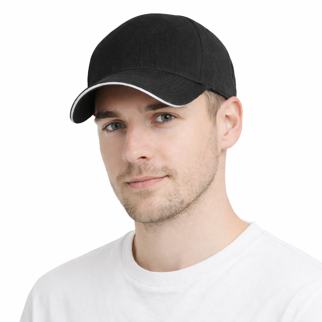 Czapka z daszkiem pięciopanelowa bawełniana unisex czarna