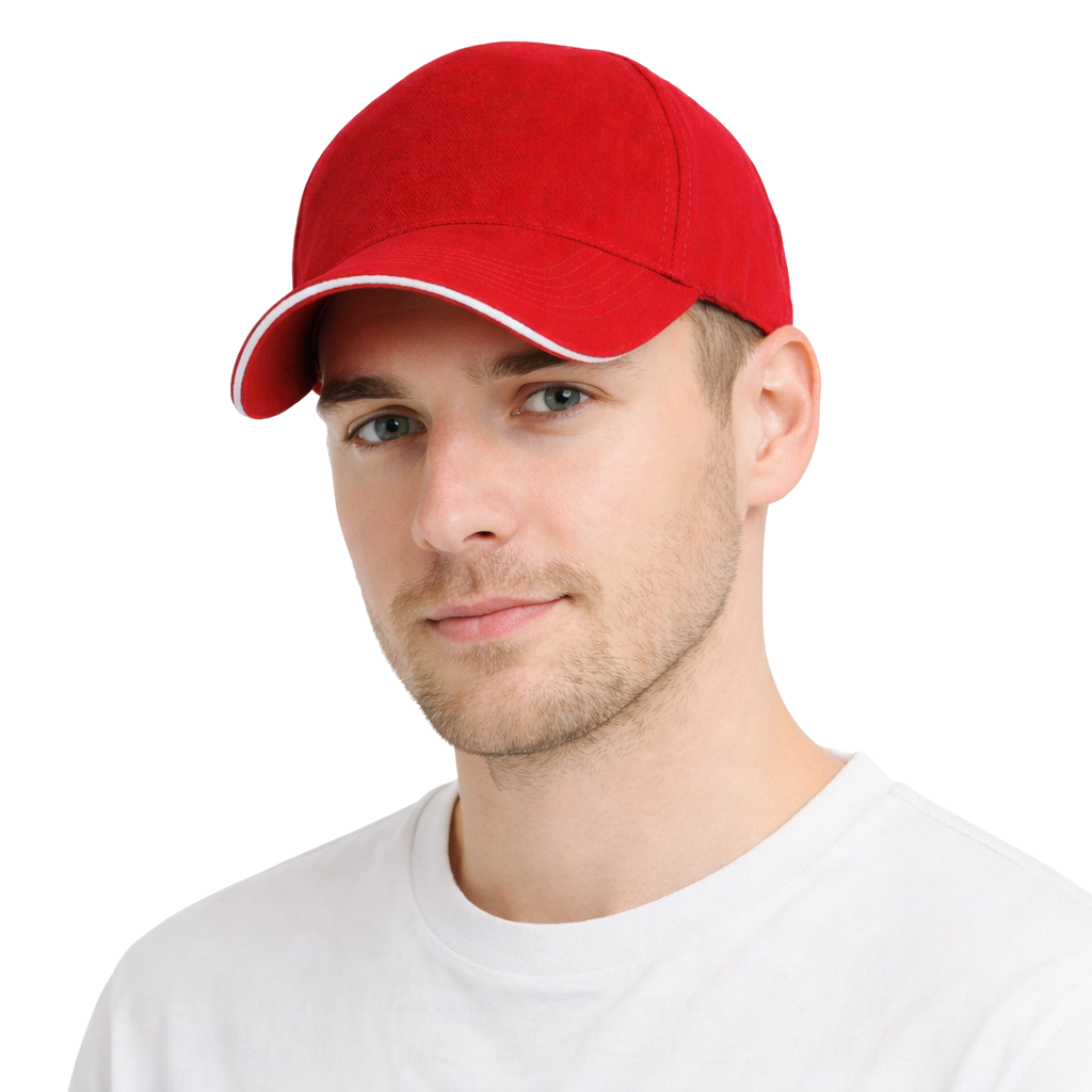 Czapka z daszkiem pięciopanelowa bawełniana unisex czerwona