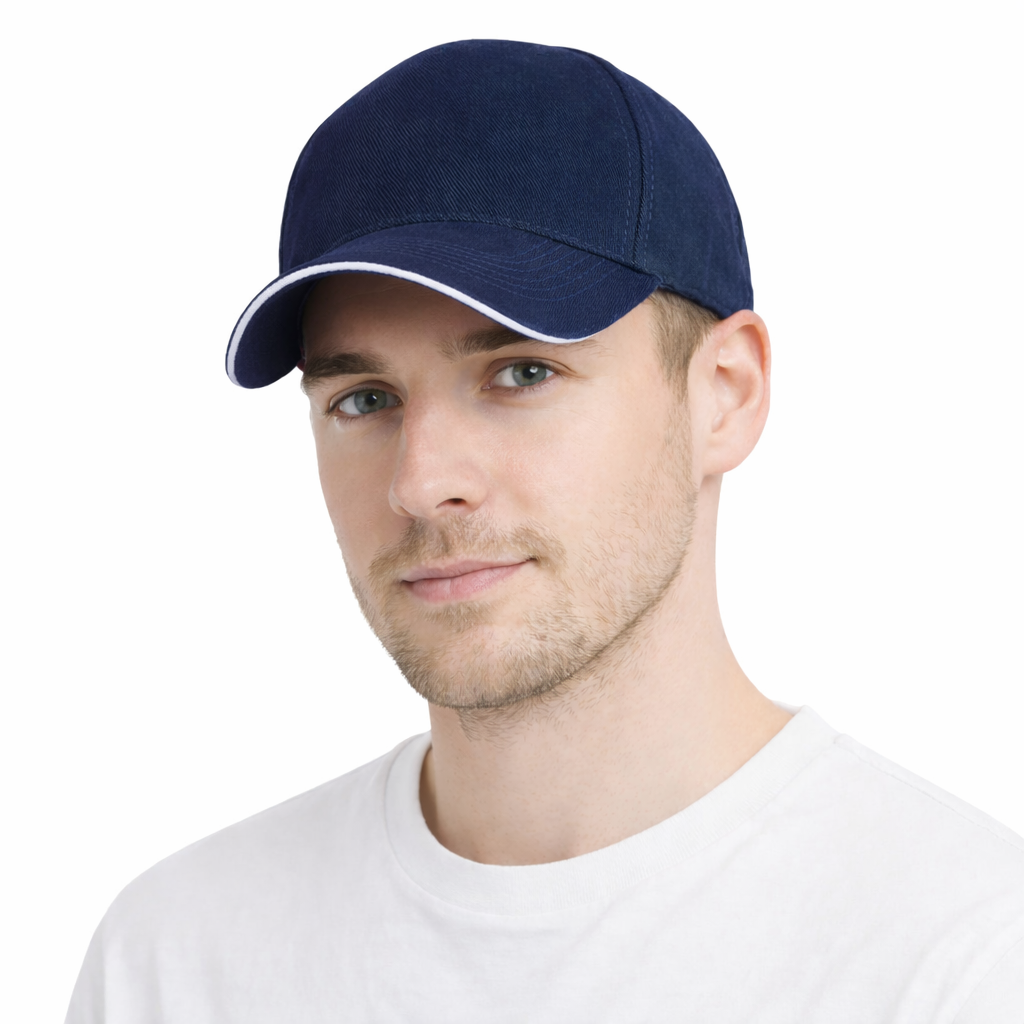 Czapka z daszkiem pięciopanelowa bawełniana unisex granatowa