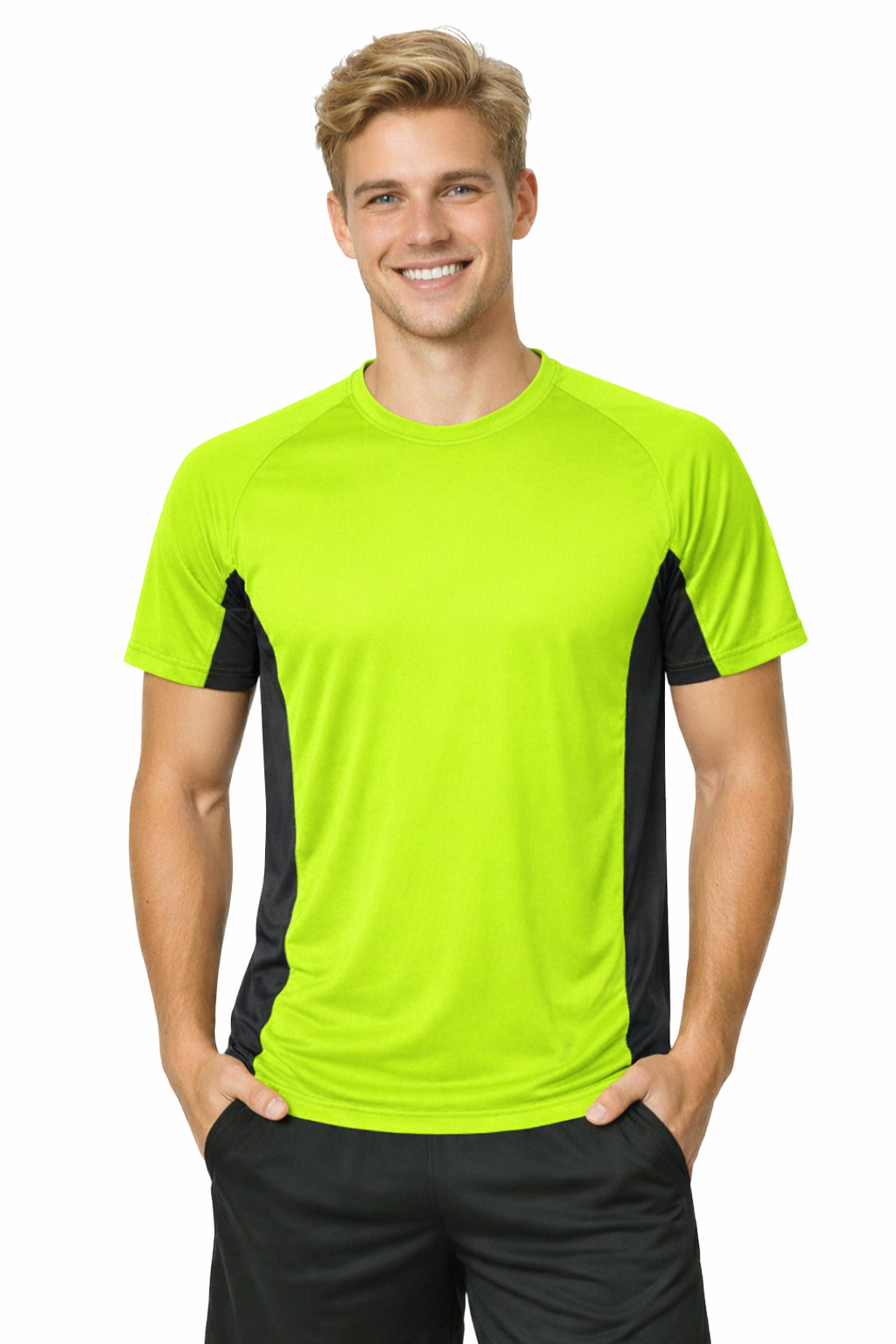 T-shirt mę ski dwukolorowy sportowy przyjemny w dotyku zielony