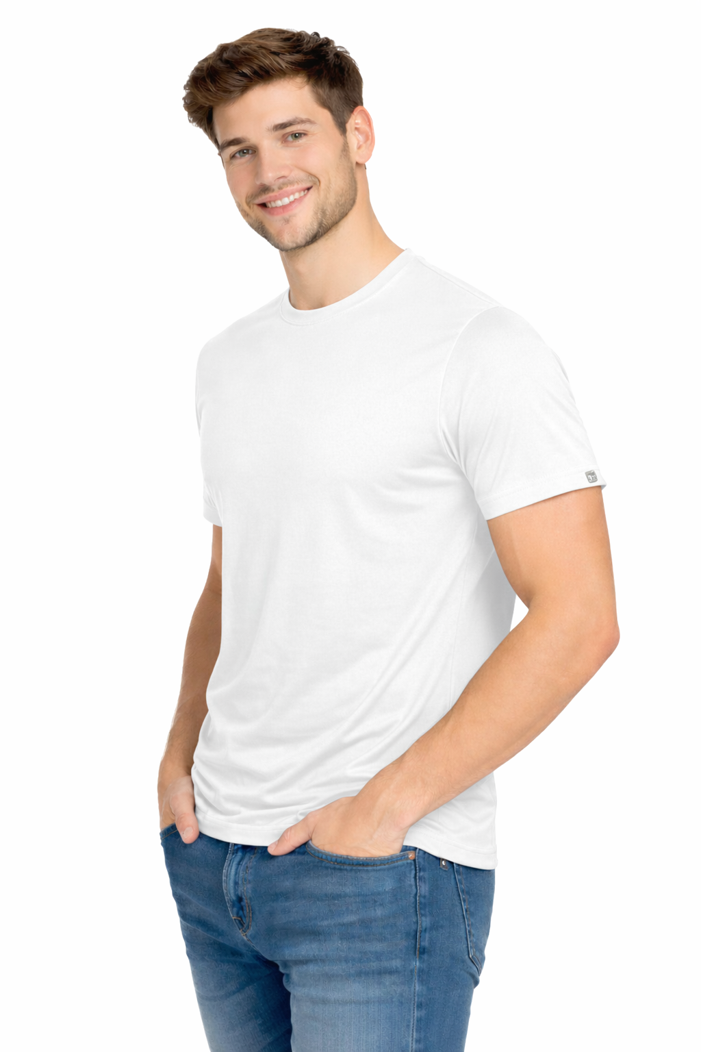 T-shirt męski sportowy do biegania na rower biały