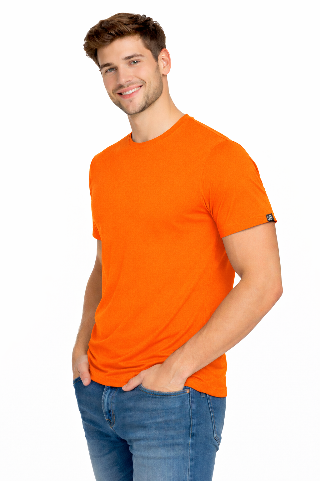 T-shirt mę ski sportowy do biegania na rower pomarań czowy fluo roz. XXL