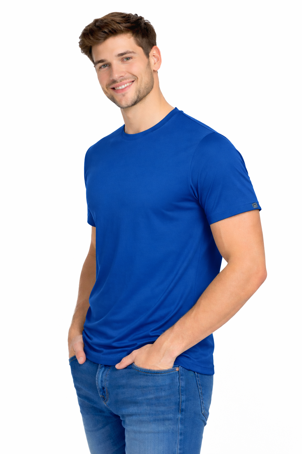 T-shirt mę ski sportowy do biegania na rower chabrowy
