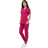 Amarantowy Komplet Medyczny Damski Scrubs Casual Premium Bok