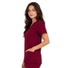 Casual Premium Damska Bluza Medyczna Bordowa Bok