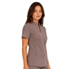 Damska Bluza Medyczna Ze Stojka Basic Premium W Kolorze Cappucino Bok