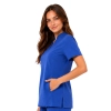 Damska Bluza Medyczna Ze Stojka Basic Premium W Kolorze Chabrowym Bok