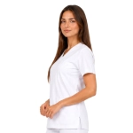 Damska Bluza Medyczna Basic Premium W Kolorze Bialym Bok