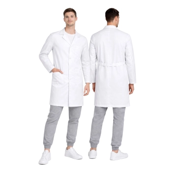 Fartuch Meski Laboratoryjny Na Guziki W Snieznobialym Odcieniu