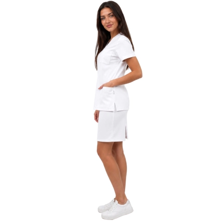 Bialy Casual Premium Komplet Medyczny Ze Spodnica