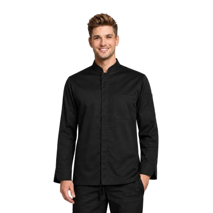 Bluza Kucharska Meska Zakryte Zatrzaski Dwie Kieszenie Elastyczna Kolor Czarny