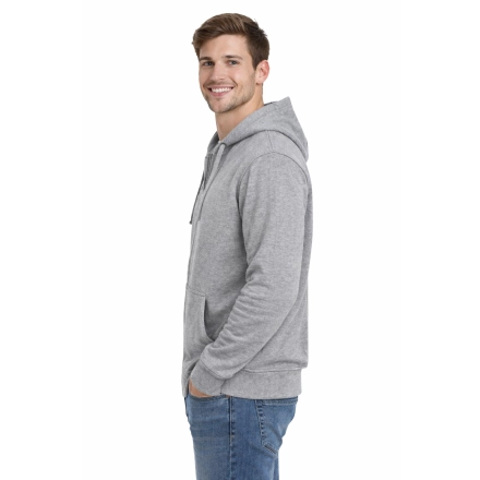 Bluza Meska Zapinana Na Zamek Z Kapturem Kieszeniami Szara Widok Z Boku Bluza Meska Zapinana Na Zamek Z Kapturem Kieszeniami Szara Widok Z Boku