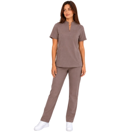 Cappucino Komplet Medyczny Ze Stojka Damski Casual Premium Przod Png