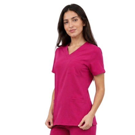 Casual Premium Damska Bluza Medyczna Amarantowa Bok