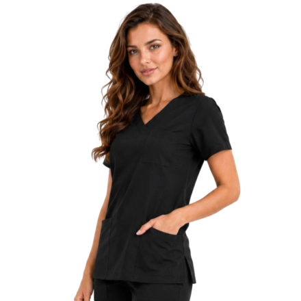 Casual Premium Damska Bluza Medyczna Czarna Bok