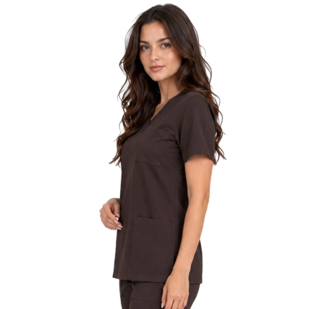 Casual Premium Damska Bluza Medyczna Czekoladowa Bok