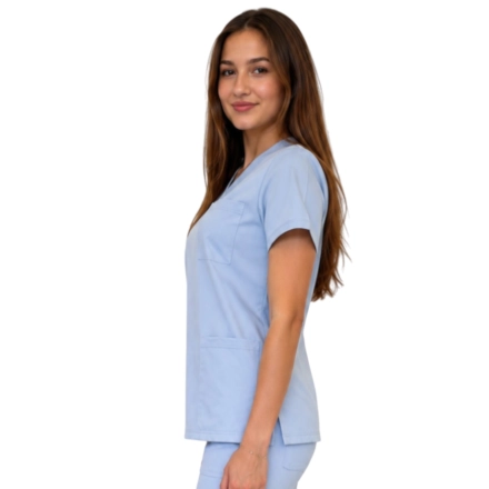 Casual Premium Damska Bluza Medyczna Niebieska Bok