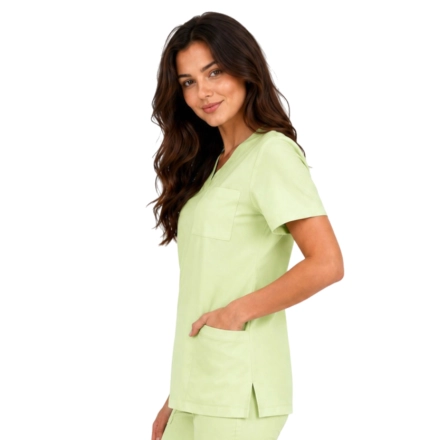 Casual Premium Damska Bluza Medyczna Pistacjowa Bok