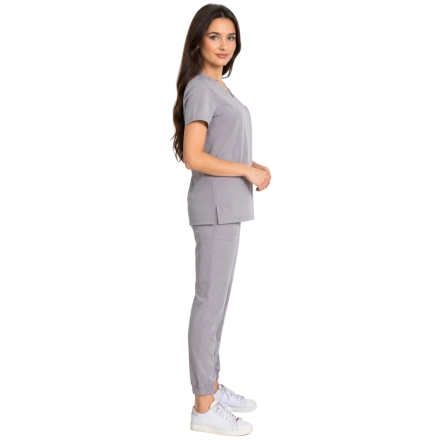Ciemny Szary Komplet Medyczny Damski Scrubs Casual Premium Bok