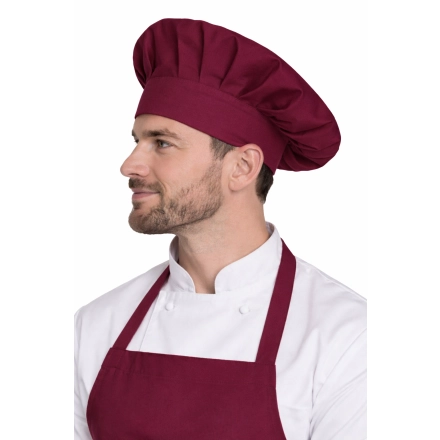 Czapka Kucharska Szefa Kuchni Unisex Bordowa Widok Z Boku