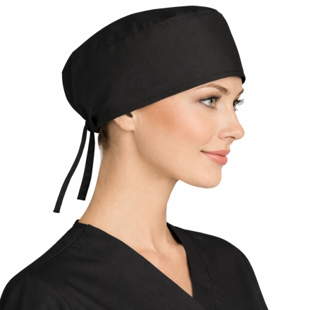 Czepek Medyczny Chirurgiczny Wiazany Na Gumkach Unisex Czarny Bok