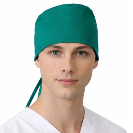 Czepek Medyczny Zielony 100 Bawelna Unisex Przod Czepek Medyczny Zielony 100 Bawelna Unisex Przod
