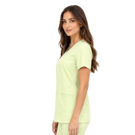 Damska Bluza Medyczna Basic Premium W Kolorze Pistacjowym Bok
