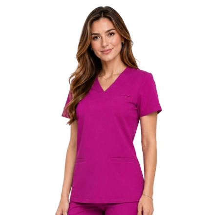 Damska Bluza Medyczna Basic Premium W Kolorze Purpurowym Bok