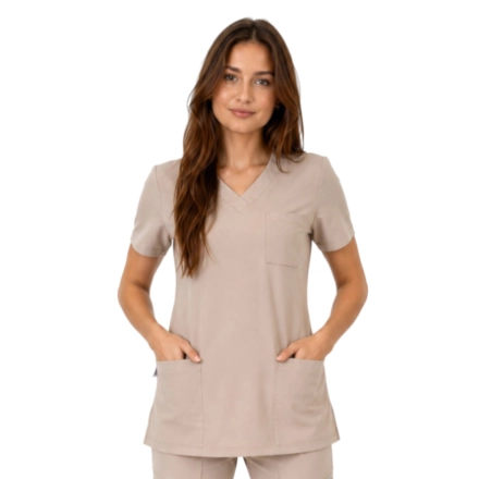 Bluza medyczna beżowa casual premium roz. M – bluza medyczna – bluza lekarska robocza