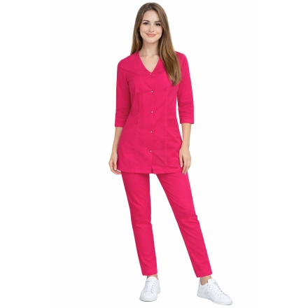 Damski Komplet Medyczny Casual Premium W Kolorze Amarantowym Rekaw 3 4