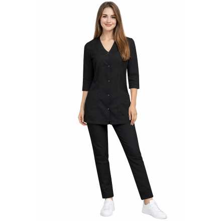 Damski Komplet Medyczny Casual Premium W Kolorze Czarnym Rekaw 3 4