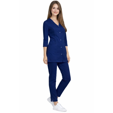 Damski Komplet Medyczny Casual Premium W Kolorze Granatowym Rekaw 3 4 1
