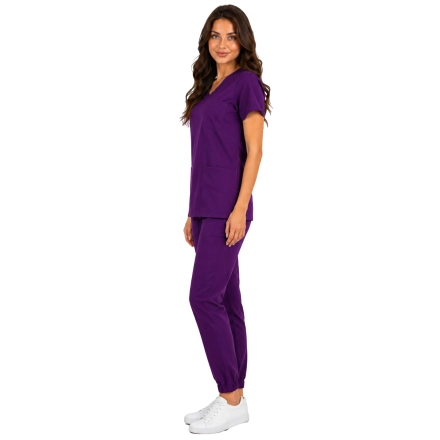 Fioletowy Komplet Medyczny Damski Scrubs Casual Premium Bok