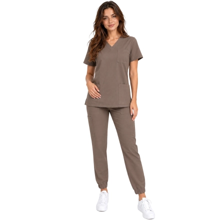 Komplet Medyczny Damski Cappucino Scrubs Casual Premium Przod