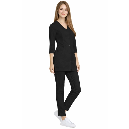 Komplet Medyczny Damski Casual Premium Czarny Z Rekawem 3 4